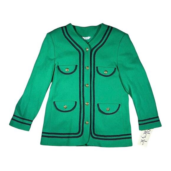 Vintage 80s Bleyle Emerald Wool Gold Button Jacket NWT - 12 - Picture 2 of 6